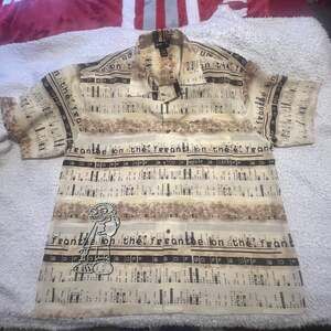 Vintage BOFF Y2K Typo All Over Print Character Button Up Shirt XXL